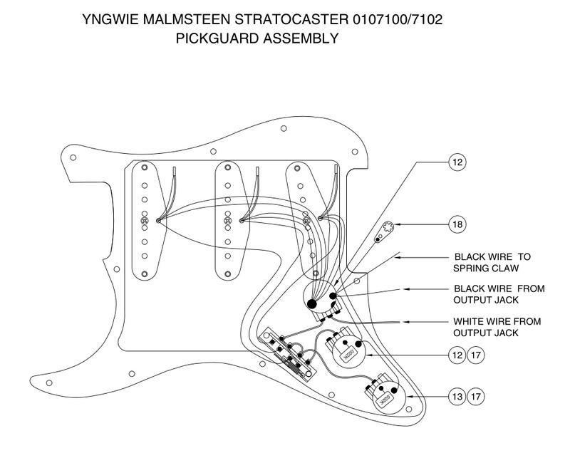fender yngwie malmsteen stratocaster wiring pickguard assembly